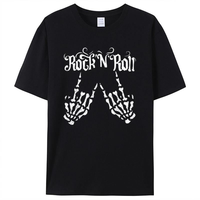 Rock On Rock Star Rock And Roll Skeleton Hands RockN'Roll Shirts For Women Men
